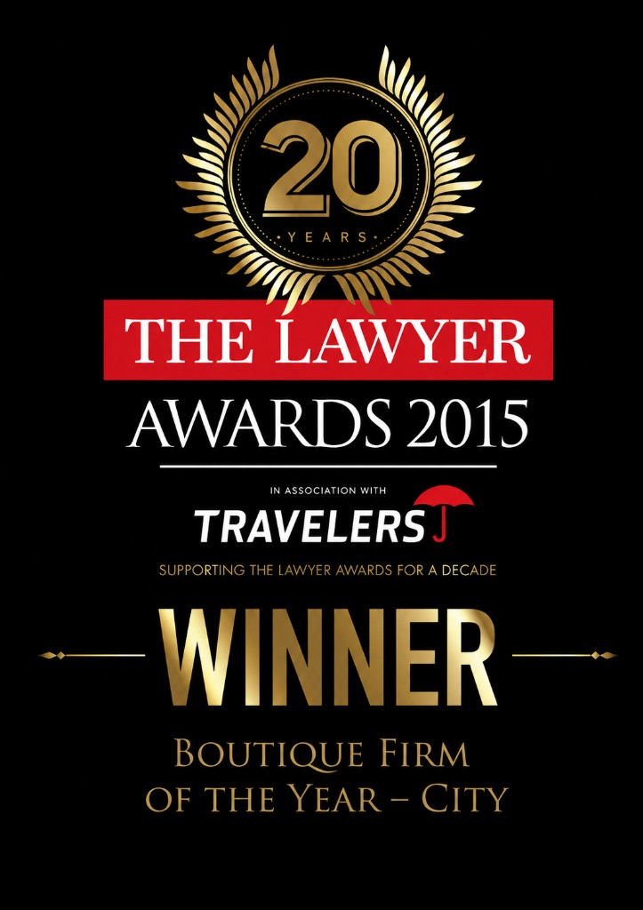 The Lawyer Awards 2015 Winner, Boutique Firm of the Year City